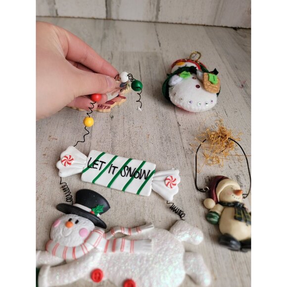 Let it snow Snowman bird variety ornament Xmas set - Picture 3 of 11
